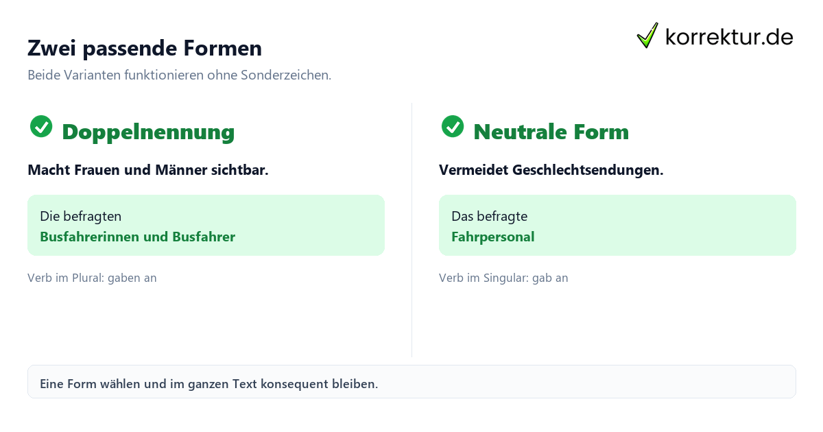 Schritt für Schritt gendern Busfahrer: Schritte