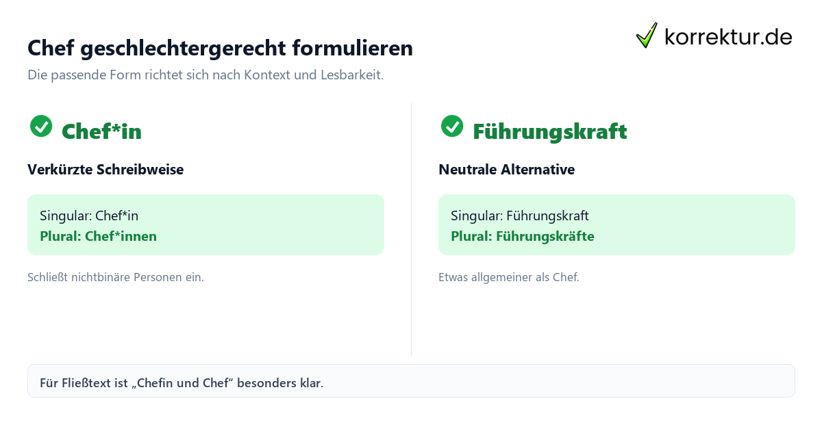 Gendern Chef: Chef*in im Vergleich zu Führungskraft