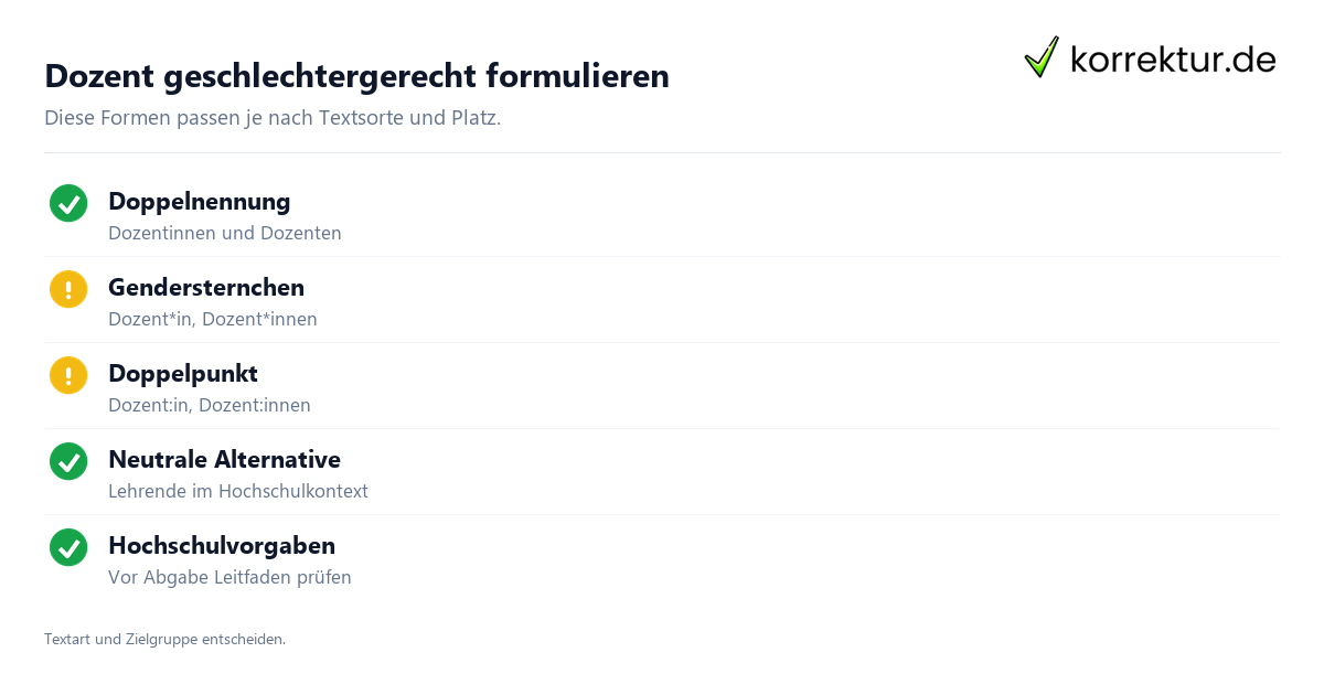 Gendern Dozent: Dozent*in, passende Formen im Überblick