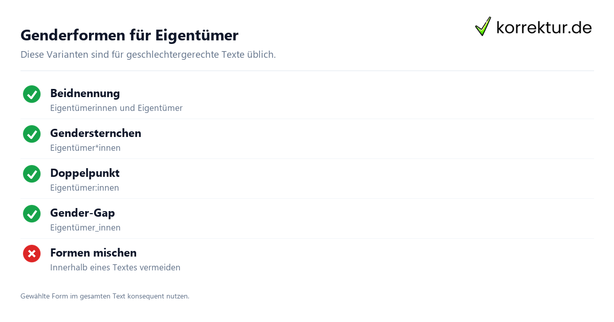 gendern Eigentümer gendern Eigentümer: Überblick
