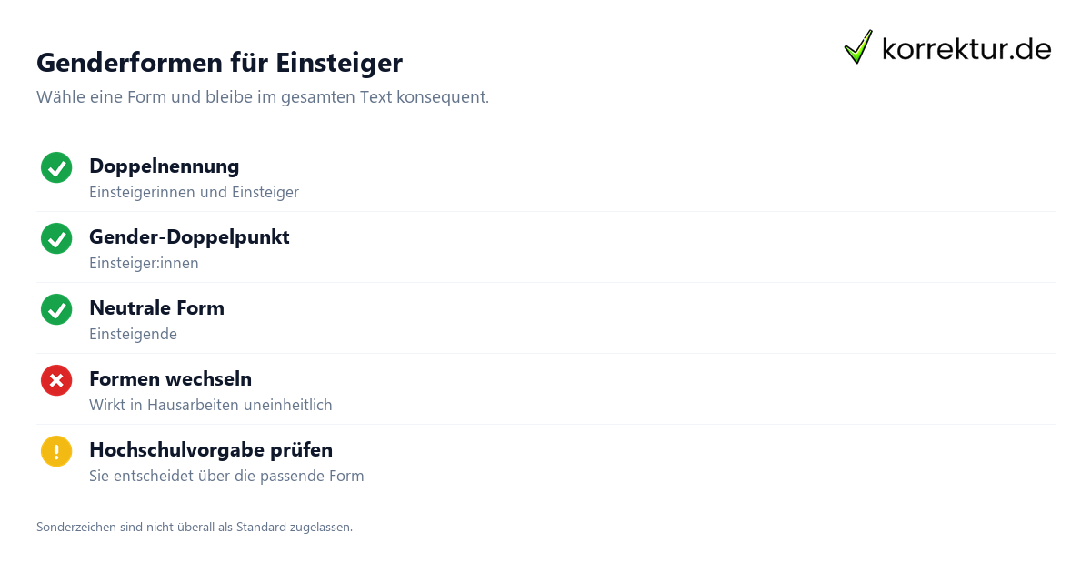 Genderformen für Einsteiger gendern Einsteiger: Formen für wissenschaftliche Arbeiten