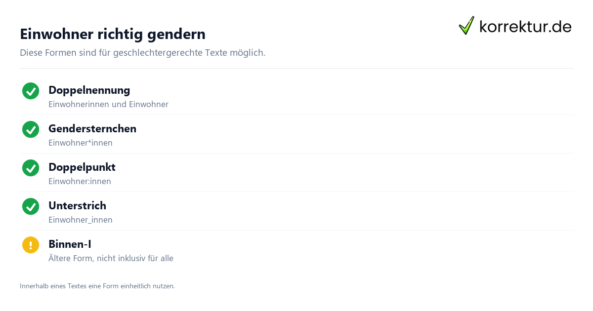 Einwohner richtig gendern Gendern Einwohner: alle geschlechtergerechten Formen im Überblick