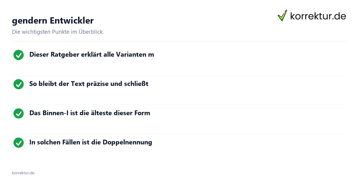 gendern Entwickler gendern Entwickler: Überblick