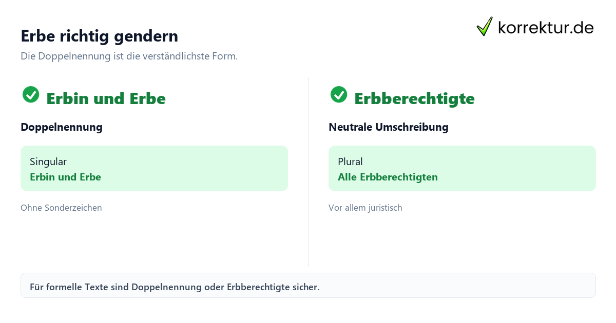 Erbe richtig gendern Gendern Erbe: Erbin und Erbe im Vergleich