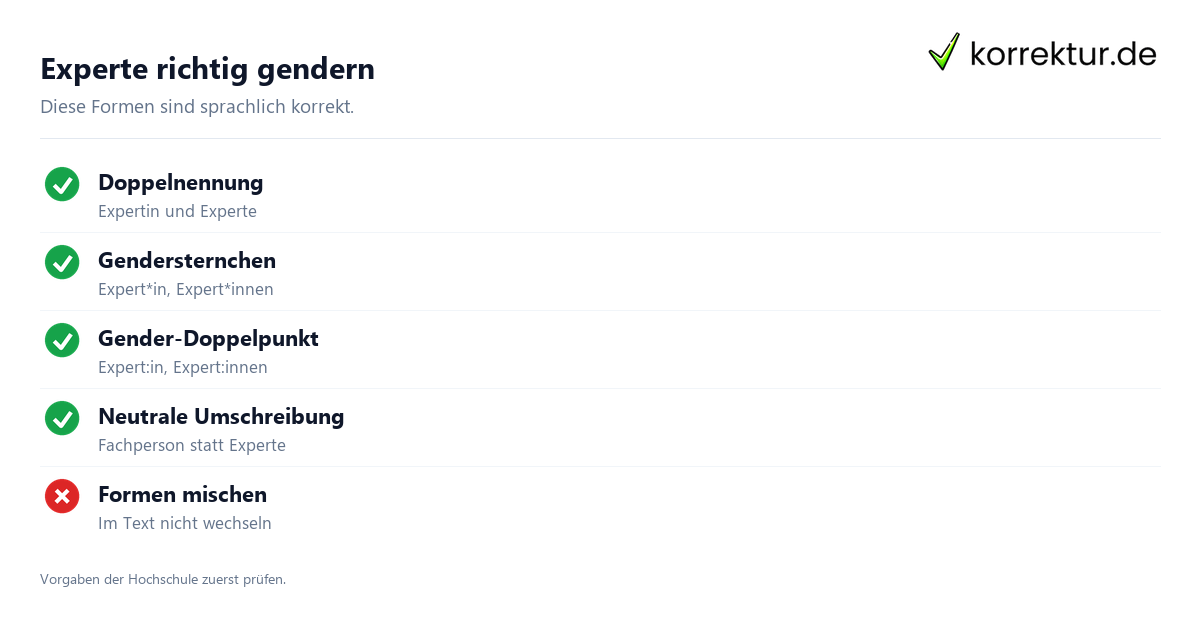 Gendern Experte: Expert*innen, Formen im Überblick