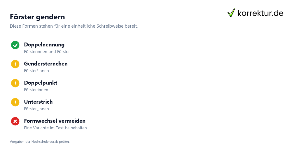 gendern Förster gendern Förster: Überblick