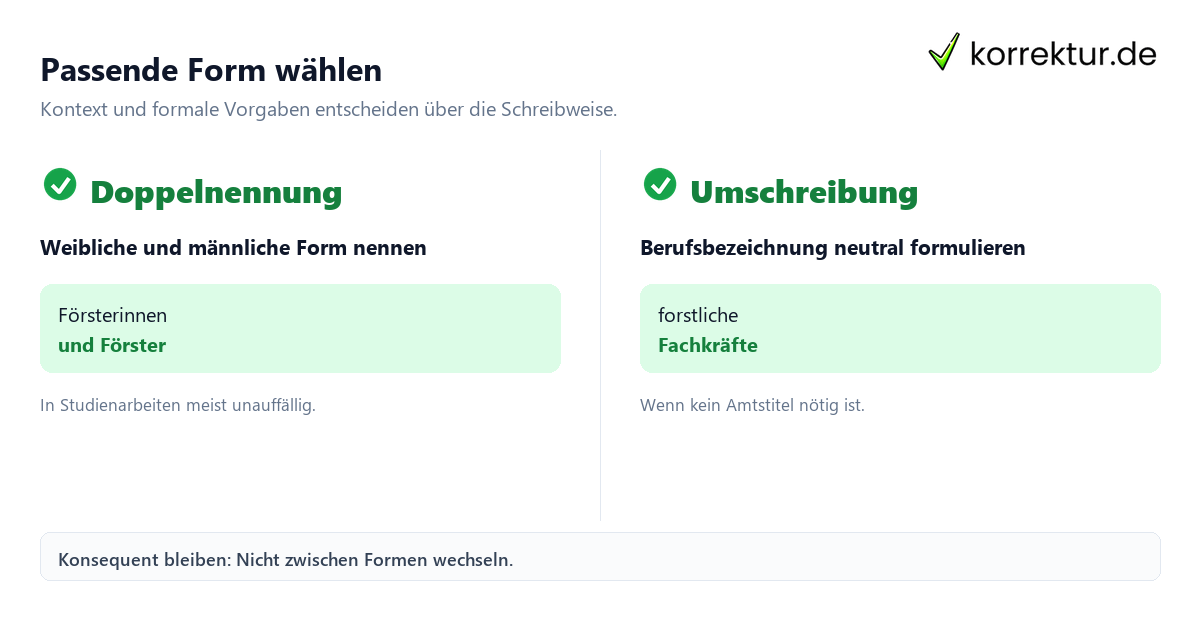 gendern Förster: Schritte