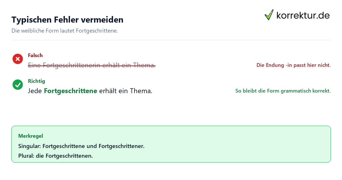 Typischen Fehler vermeiden Gendern Fortgeschrittener: falsche und richtige Form