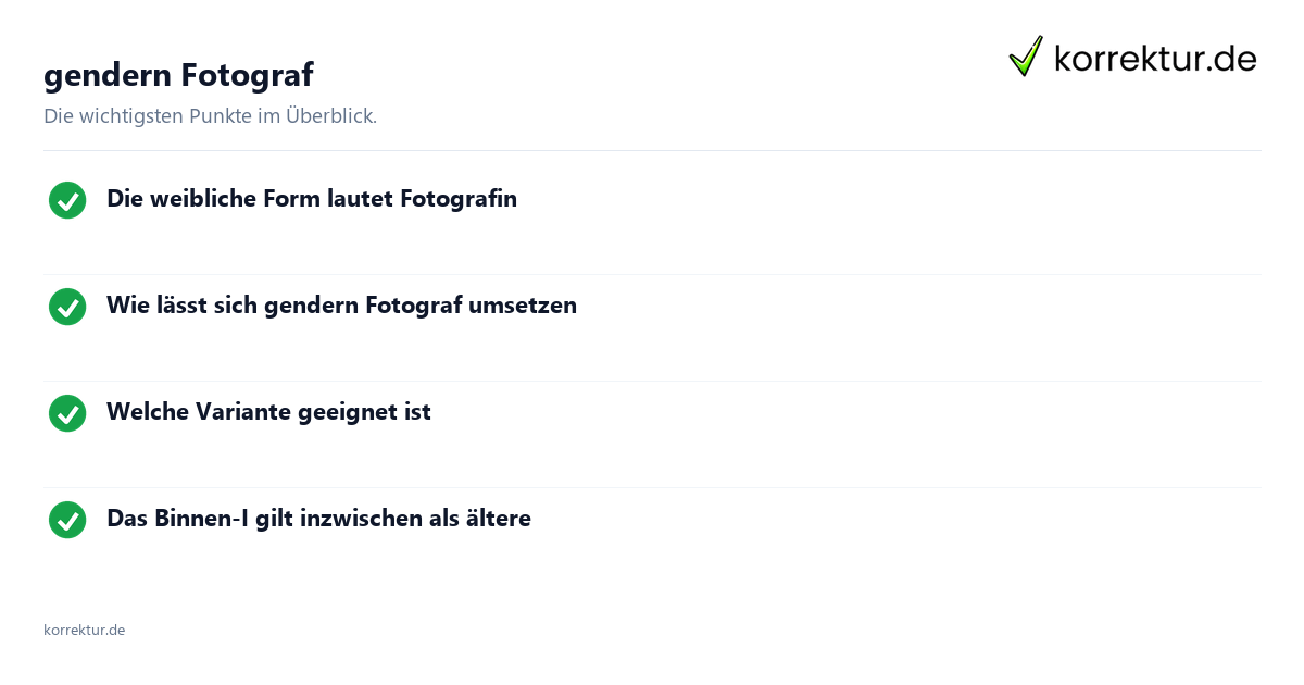 gendern Fotograf: Überblick