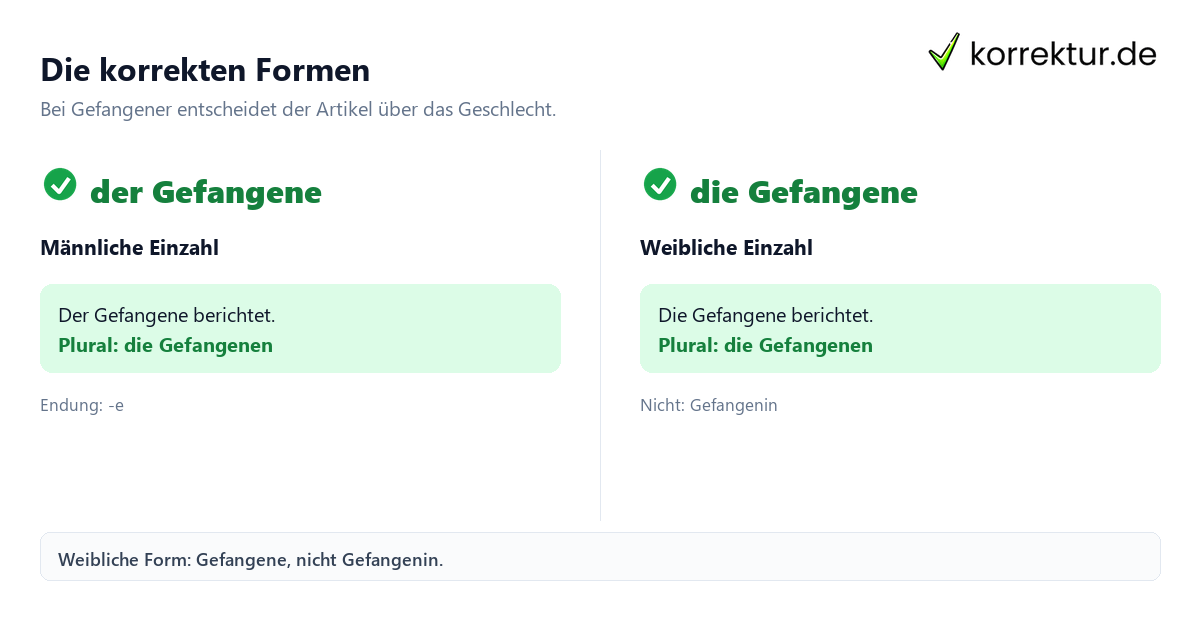 Die richtige Grundform Gendern Gefangener: korrekte Formen im Vergleich
