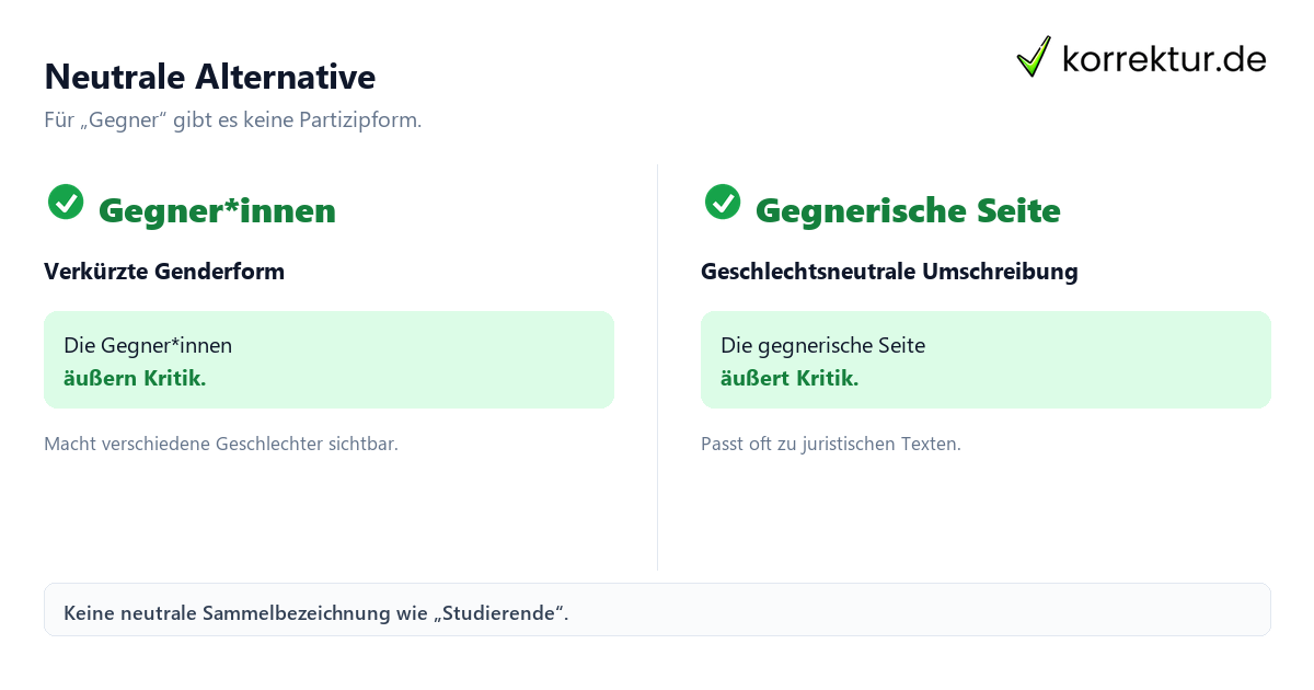 Gendern Gegner: Gegner*innen und neutrale Alternative vergleichen