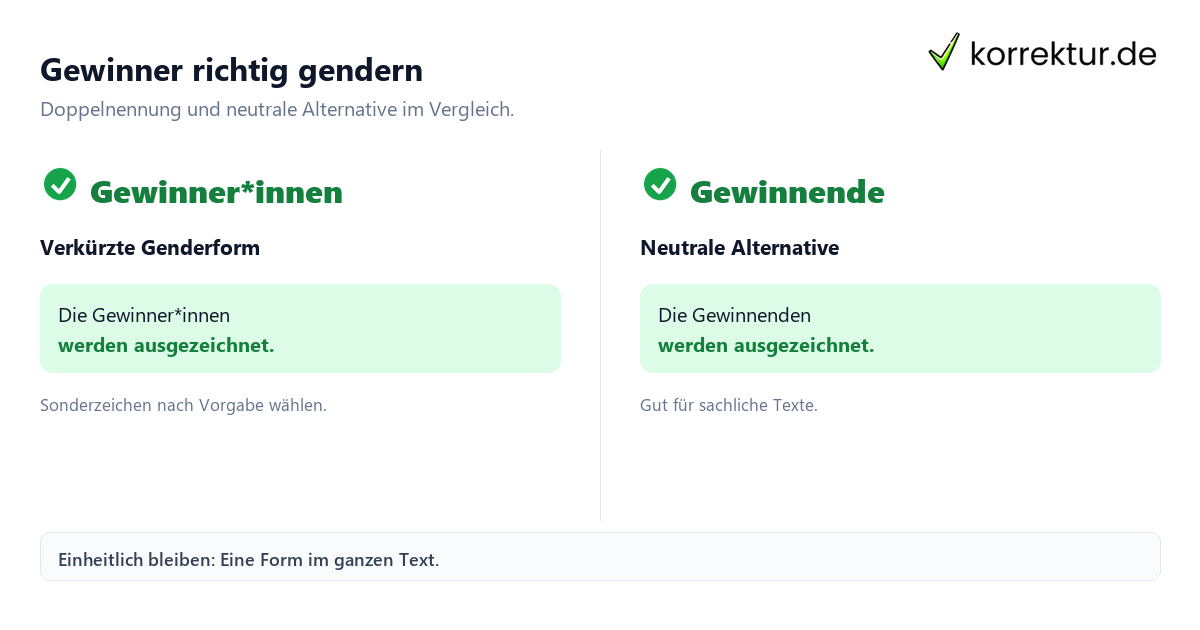 Gendern Gewinner: Gewinner*innen im Text im Überblick