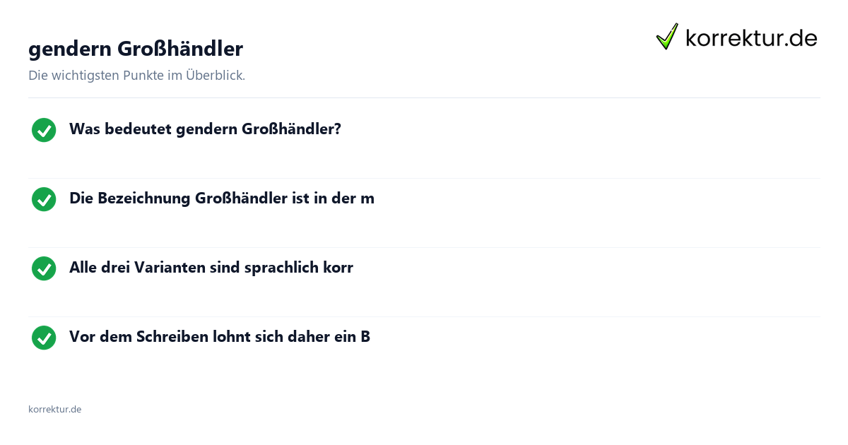 Genderformen im Überblick Gendern Großhändler: Formen für geschlechtergerechte Sprache