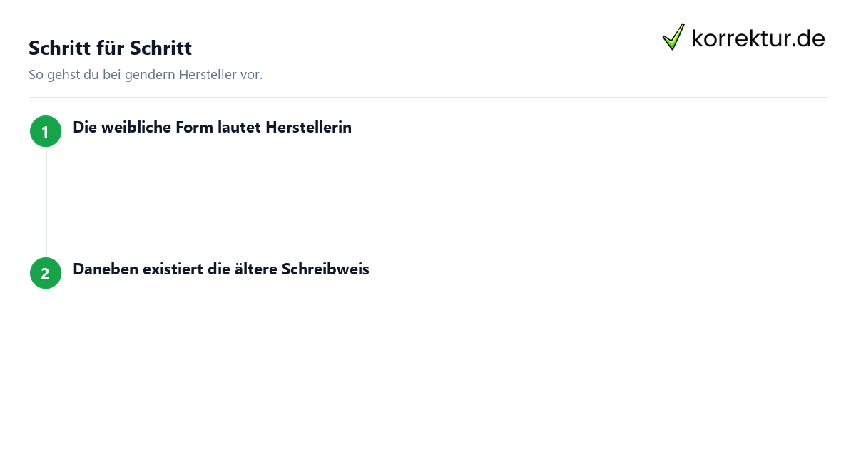 Schritt für Schritt gendern Hersteller: Schritte