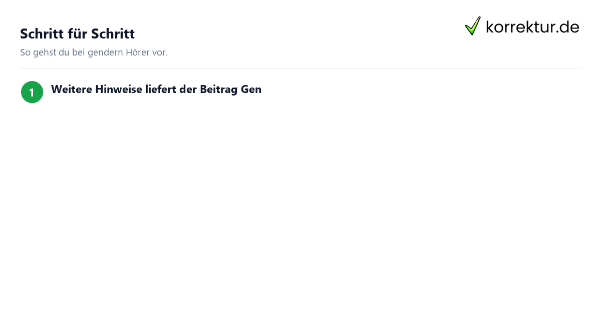 Sicher gendern Gendern Hörer in der wissenschaftlichen Arbeit