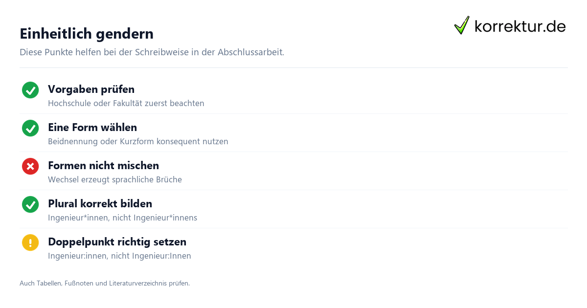 Gendern Ingenieur: Checkliste für die Abschlussarbeit