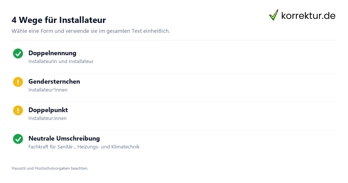 gendern Installateur gendern Installateur: Überblick
