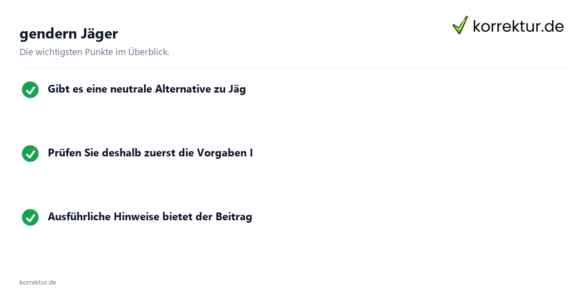 Gendern Jäger Gendern Jäger: Doppelnennung und verkürzte Form im Vergleich