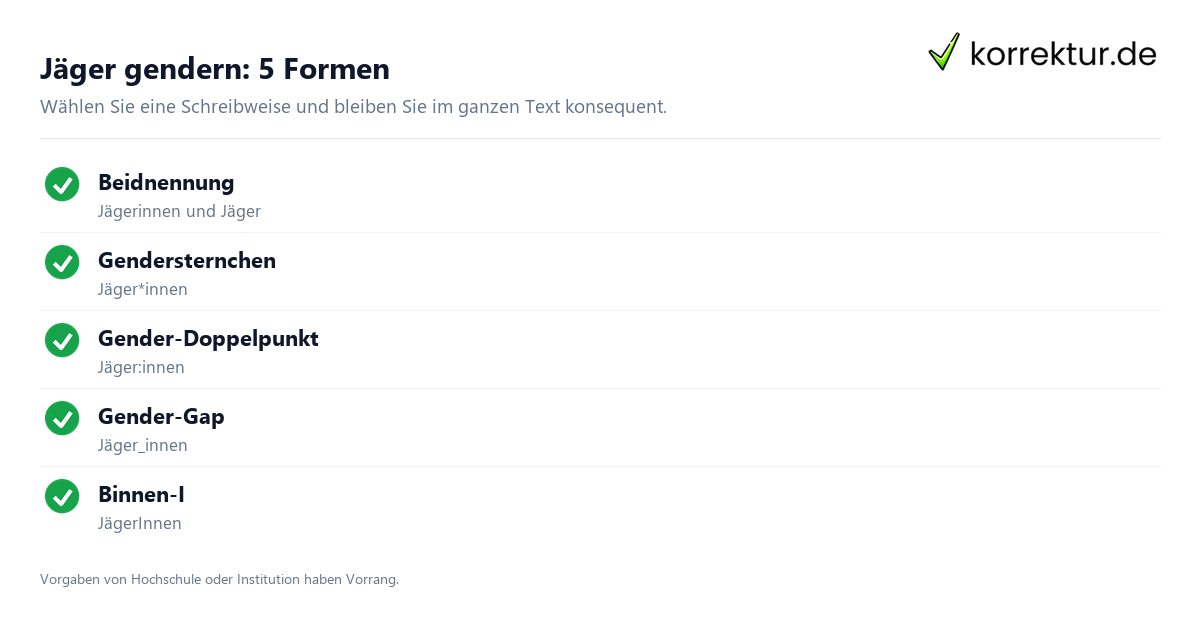 Jäger gendern: 5 Formen Jäger gendern: anerkannte Schreibweisen im Überblick