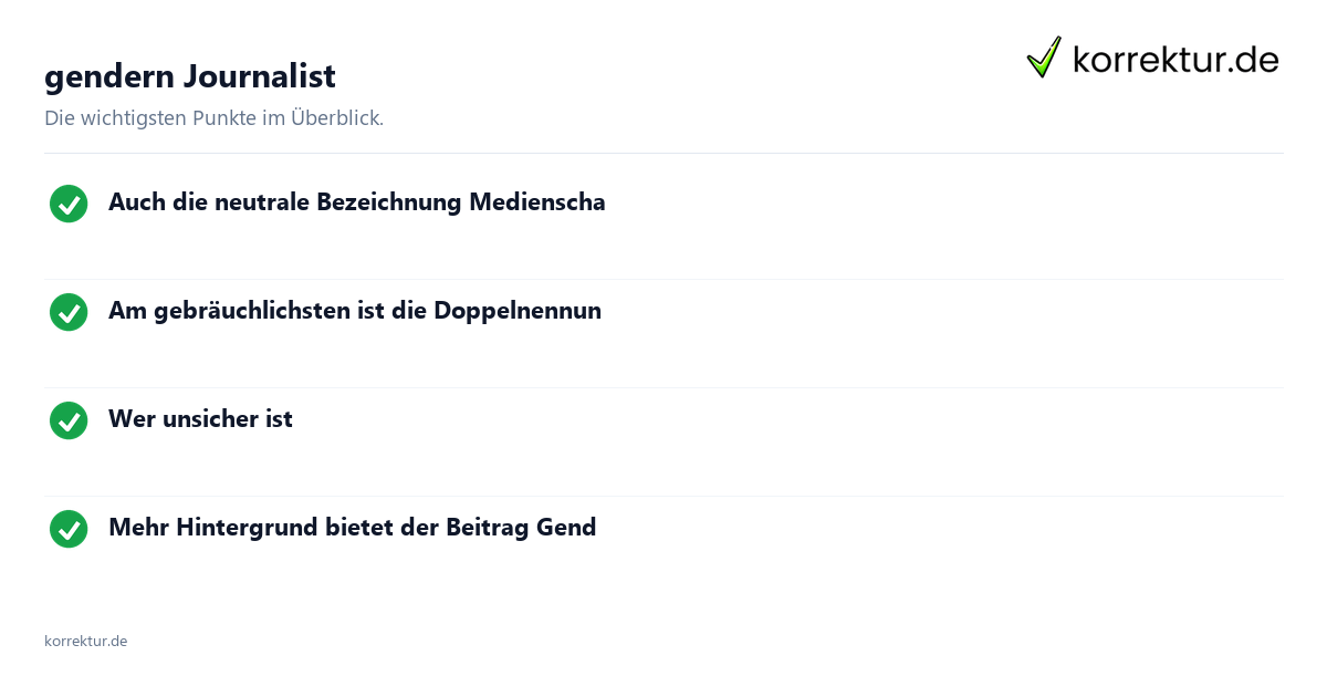 gendern Journalist: Überblick