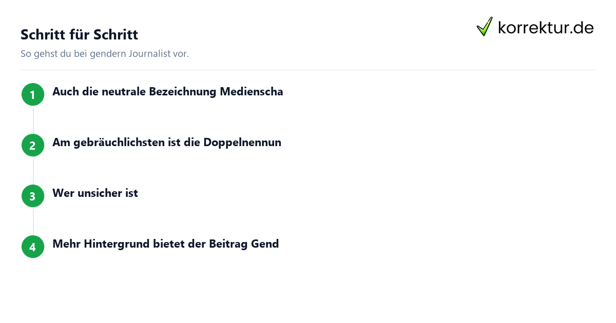 Schritt für Schritt gendern Journalist: Schritte