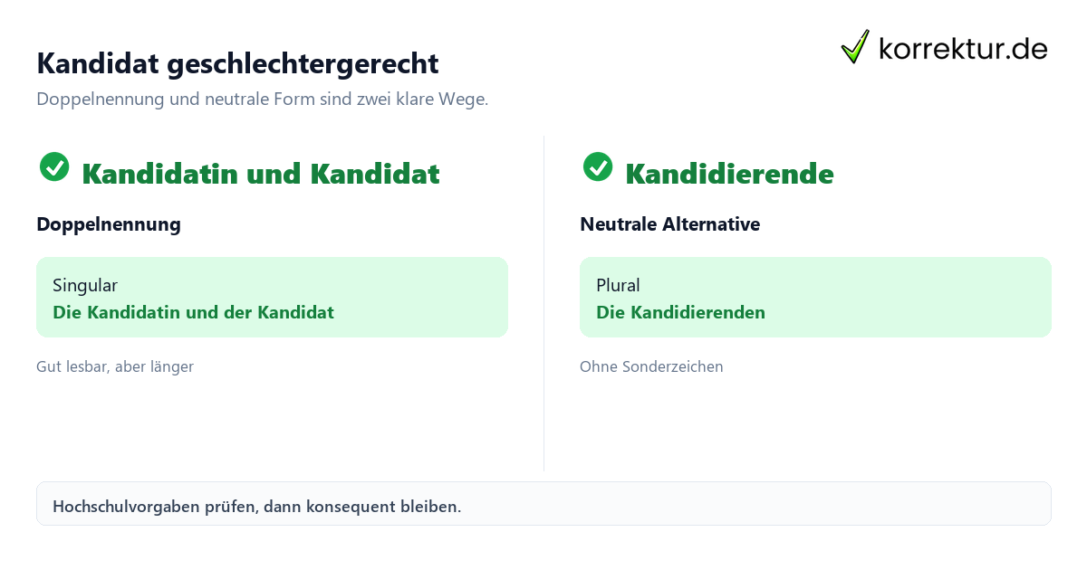 Gendern Kandidat: Doppelnennung und neutrale Alternative im Vergleich