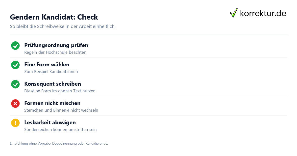 Gendern konsequent umsetzen Gendern Kandidat: Checkliste für eine einheitliche Schreibweise