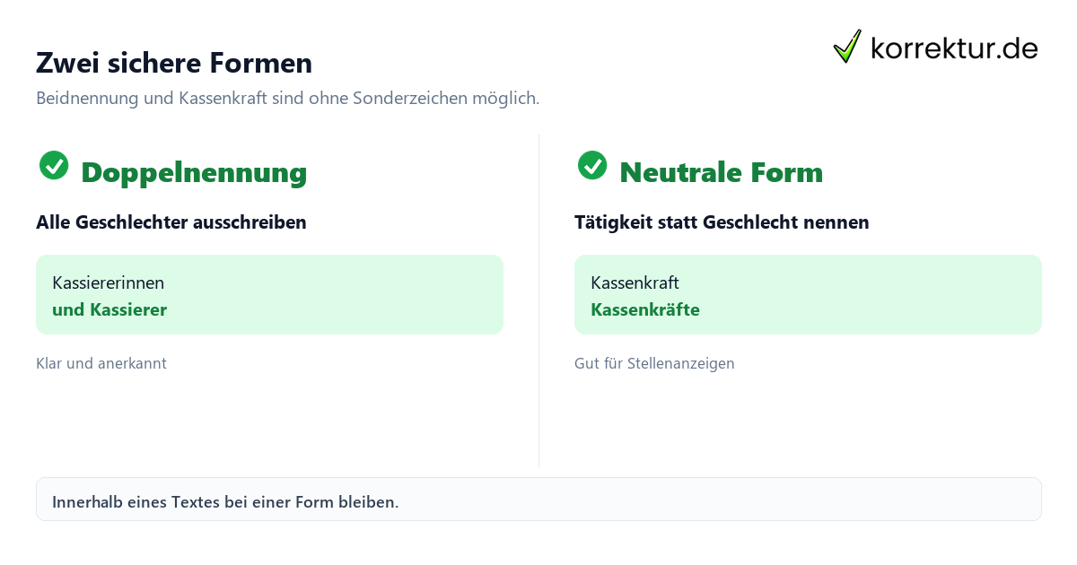 gendern Kassierer gendern Kassierer: Überblick