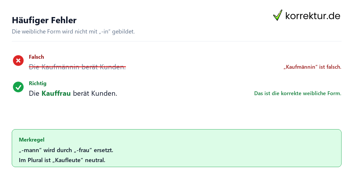 Gendern Kaufmann: korrekte Formen und typische Fehler