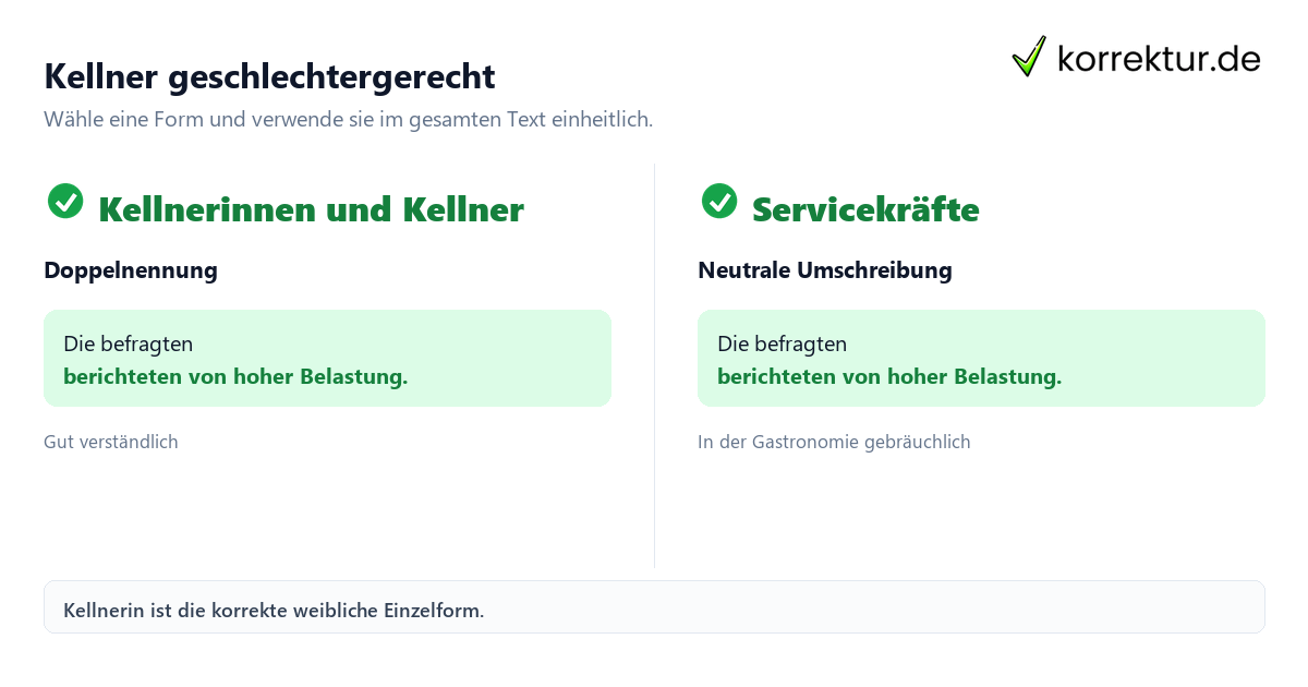 Genderformen für Kellner gendern Kellner: Schreibweisen im Überblick