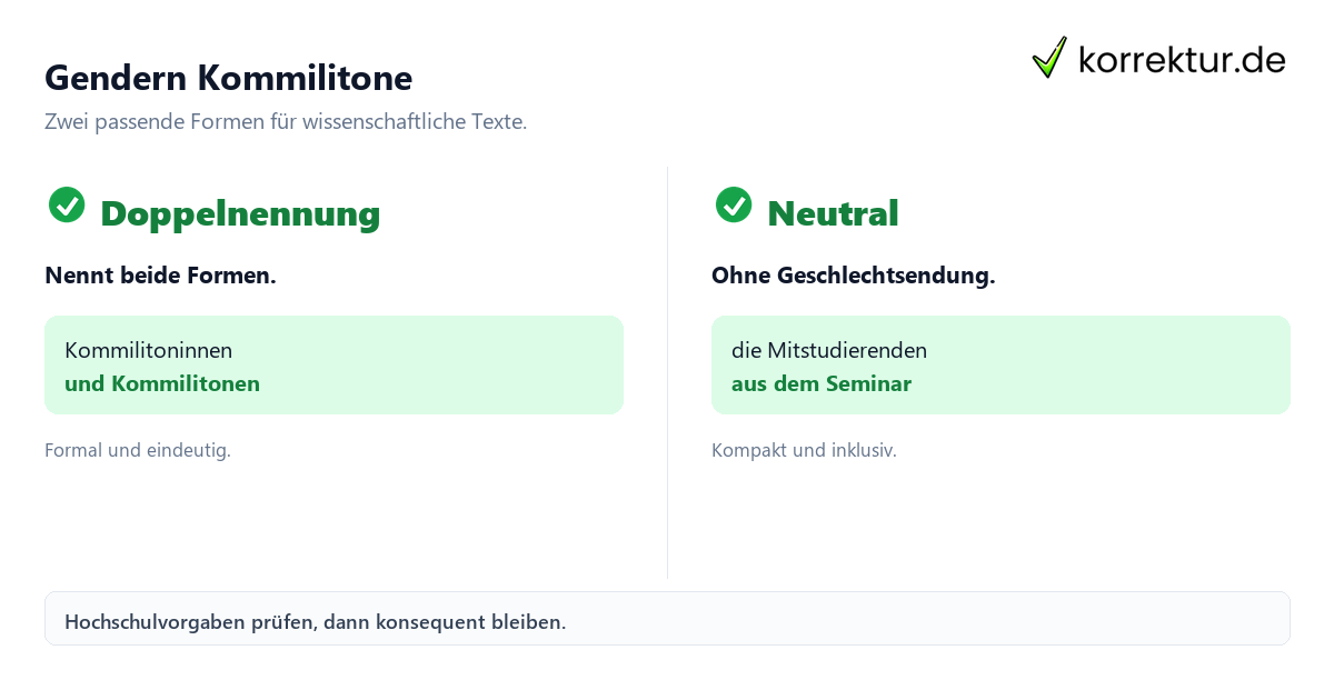 Gendern Kommilitone Gendern Kommilitone: Doppelnennung und neutrale Alternative