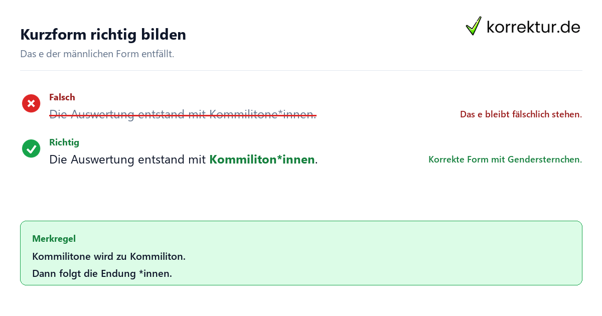 Gendern Kommilitone: korrekte Kurzform mit Sternchen