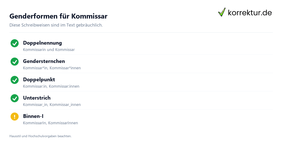 gendern Kommissar: Formen im Überblick