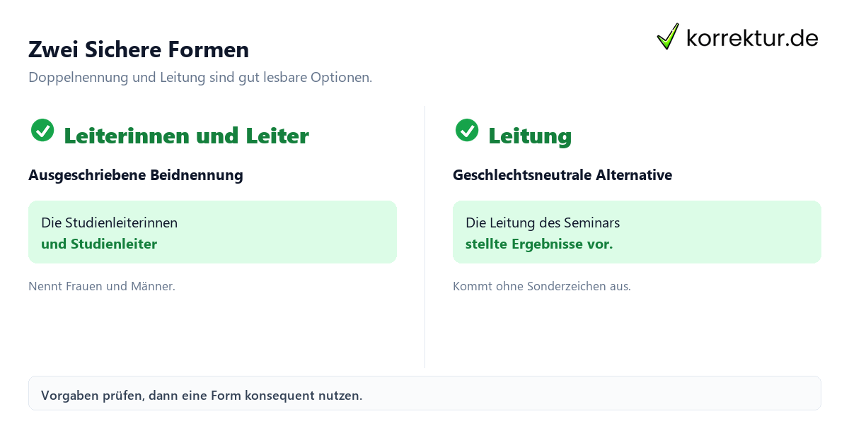 Gendern Leiter: Doppelnennung und neutrale Alternative im Vergleich