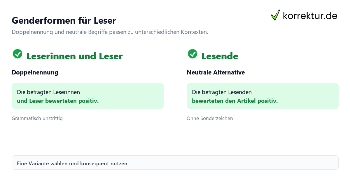 Gendern Leser: Doppelnennung und neutrale Form im Vergleich