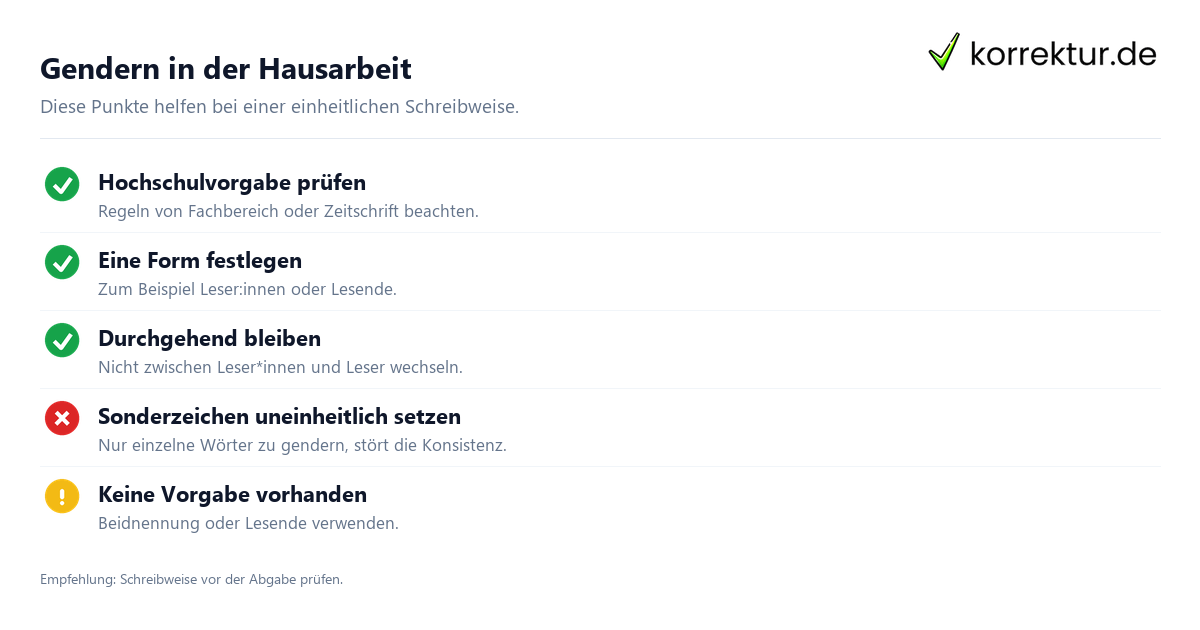 Gendern Leser: Checkliste für die wissenschaftliche Arbeit