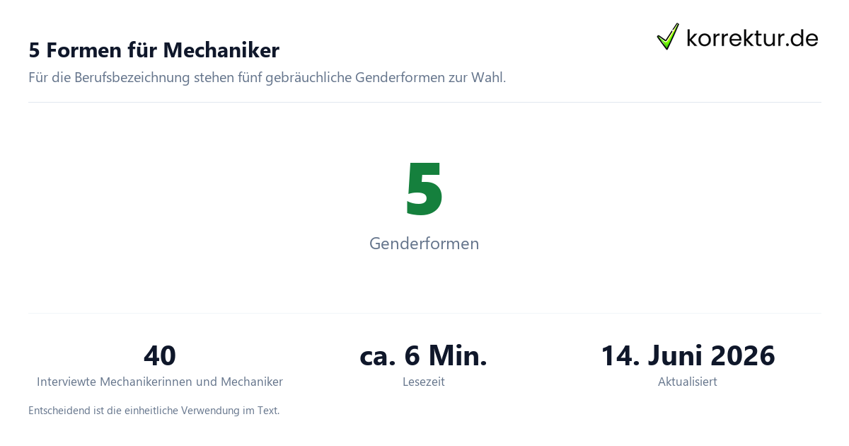gendern Mechaniker: Überblick
