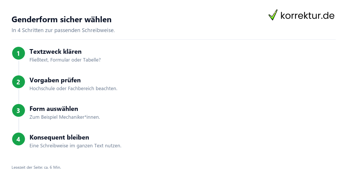 Genderform sicher wählen Gendern Mechaniker: Mechaniker*innen richtig verwenden