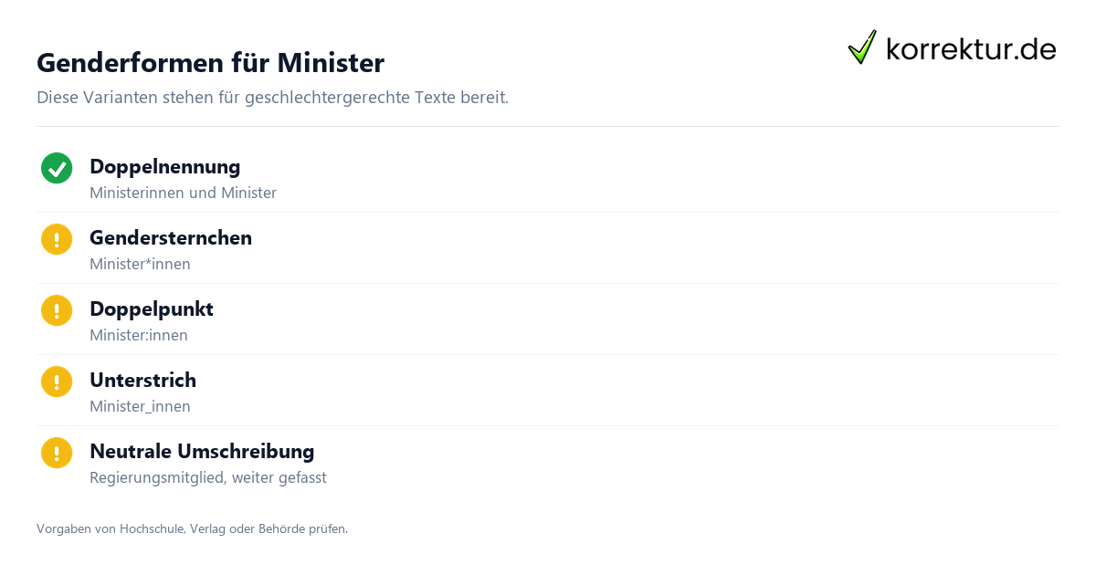 gendern Minister
