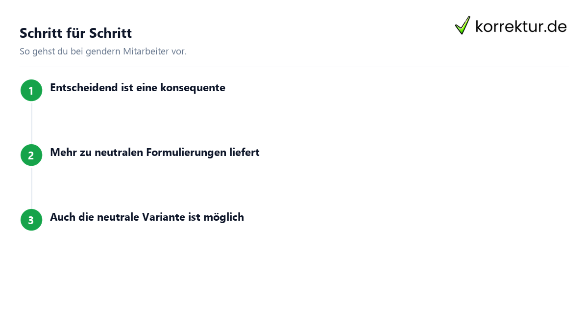 Schritt für Schritt gendern Mitarbeiter: Schritte