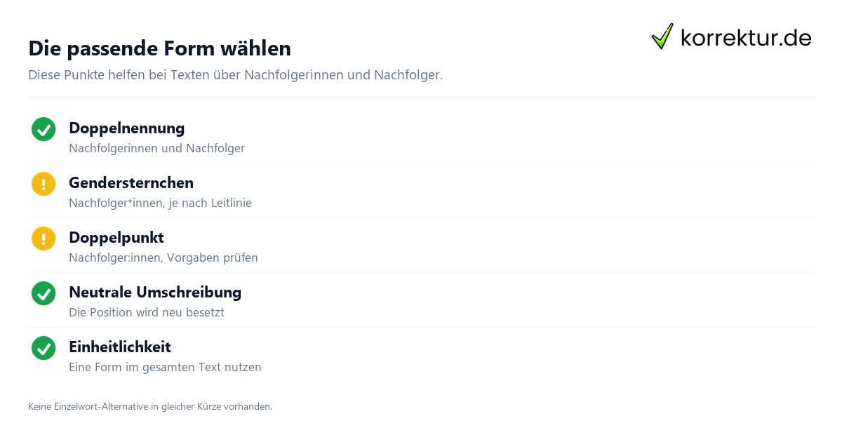 Gendern Nachfolger: Formen und neutrale Alternativen prüfen
