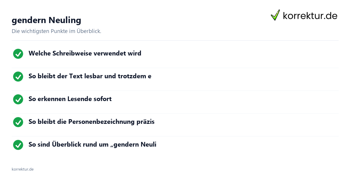 gendern Neuling: Überblick