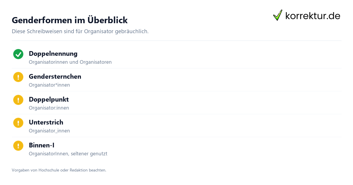 gendern Organisator