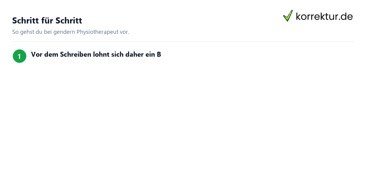 gendern Physiotherapeut: Schritte