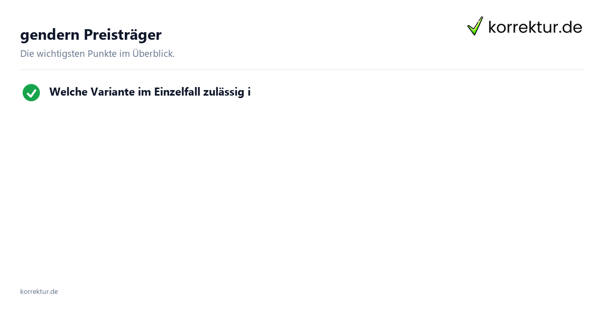 Genderformen für Preisträger gendern Preisträger: Genderformen im Überblick