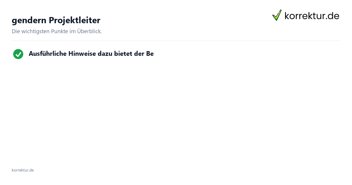 gendern Projektleiter gendern Projektleiter: Überblick