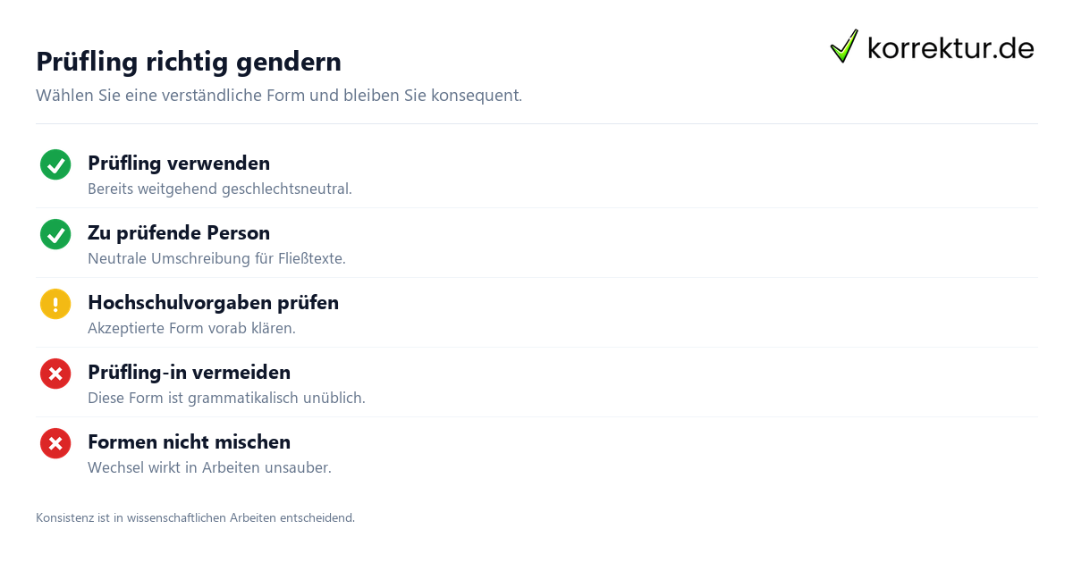 Gendern Prüfling: passende Formen und häufige Fehler