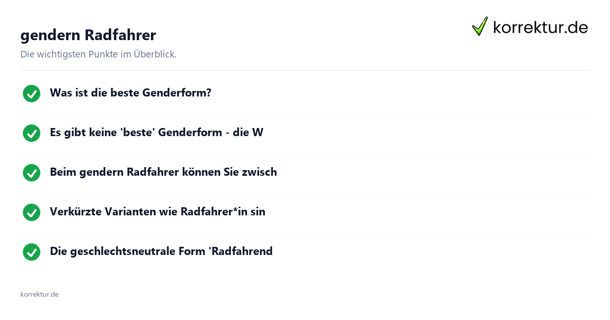 gendern Radfahrer gendern Radfahrer: Überblick