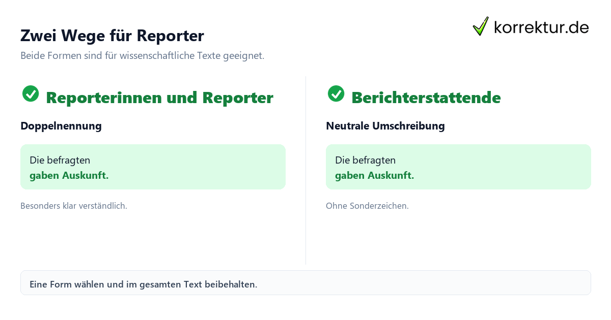 gendern Reporter gendern Reporter: Überblick