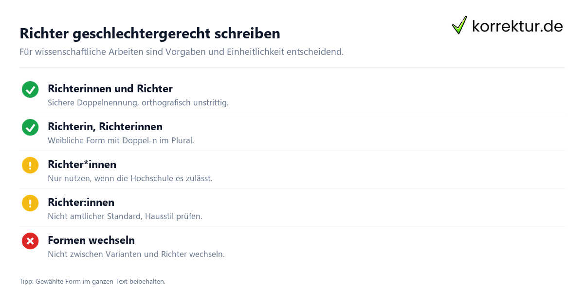 Richter richtig gendern Gendern Richter: Formen im Überblick